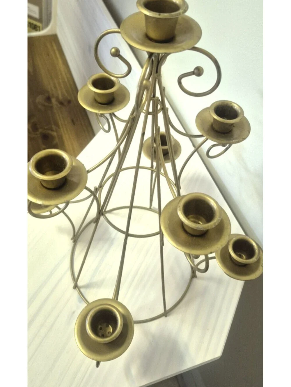 Brass Gold Metal Home Interiors Candelabra Tree Shape Candle Holder 15